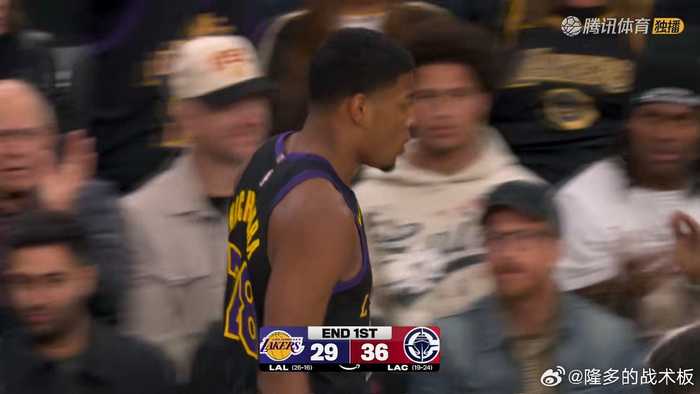 八村首节得分湖人29-36落后快船