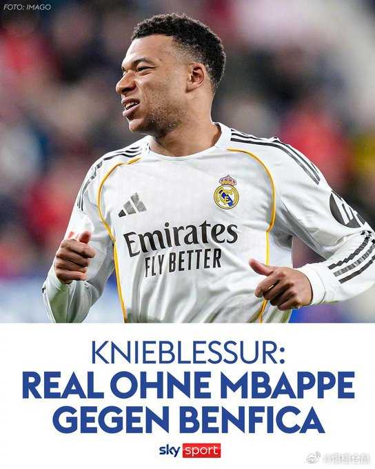 姆巴佩伤缺10天无缘欧冠次回合，皇马两度无其首发均落败